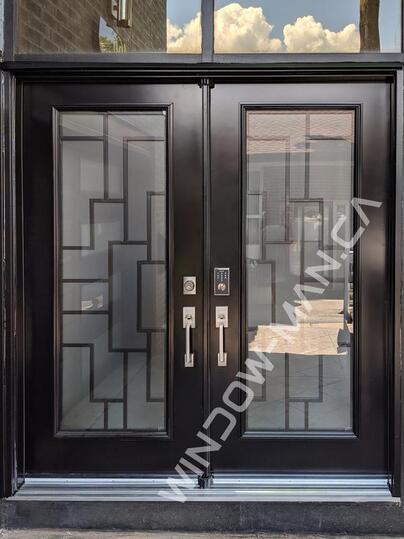 contemporary front doors with glass double in black with malibu full wrought iron glass